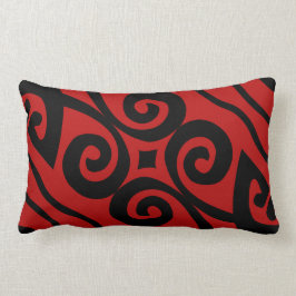 Cojín Lumbar Patrón Moderno Elegante Negro Y Rojo