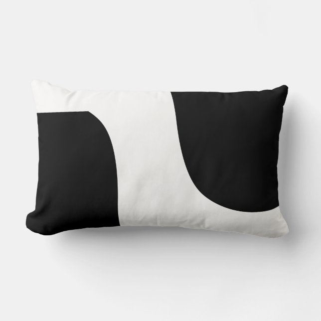 Cojín Lumbar patrón moderno en blanco y negro (Anverso)