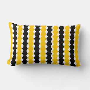 Cojín Lumbar Patrón moderno funky geométrico negro y amarillo