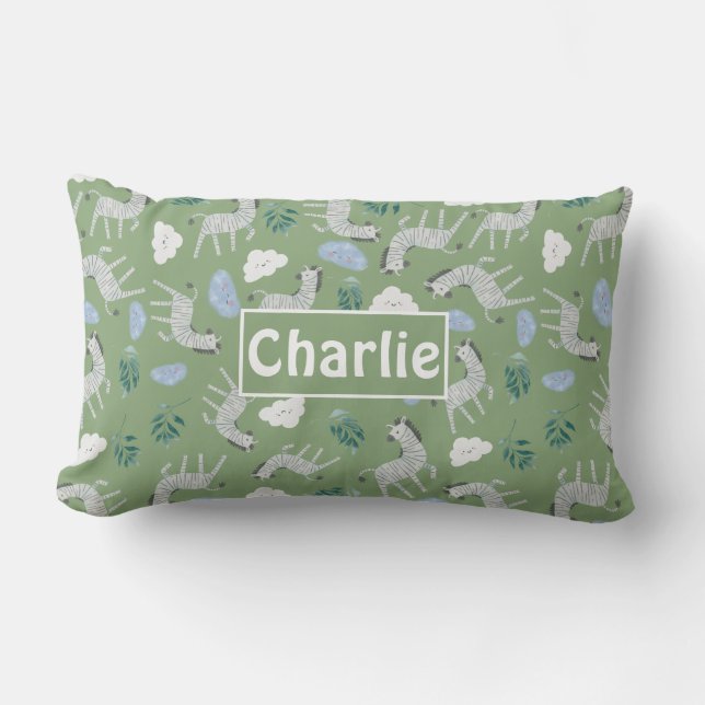 Cojín Lumbar Patrón monogramado de safari para el niño sabio ve (Anverso)