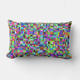 Cojín Lumbar Patrón multicolor de formas de cuadrados abstracto