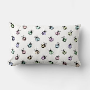 Cojín Lumbar Patrón Multicolor Pastel en blanco