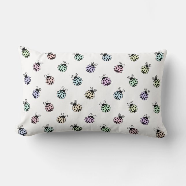 Cojín Lumbar Patrón Multicolor Pastel en blanco (Anverso)