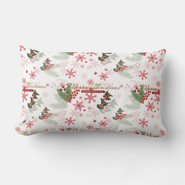 Cojín Lumbar Patrón Navidad elegante y simple (Anverso)