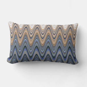 Cojín Lumbar Patrón ondulado dorado y azul elegante