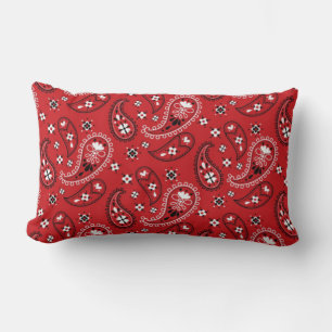 Cojín Lumbar Patrón Paisley con fondo rojo-23214