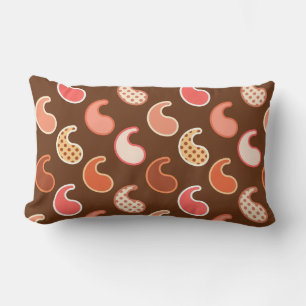 Cojín Lumbar Patrón paisley moderno, tonos de la Tierra, marrón