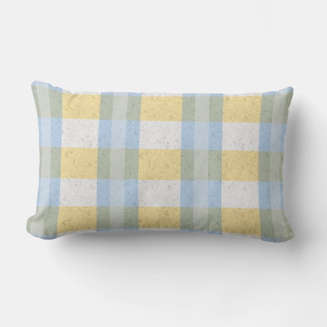 Cojín Lumbar Patrón pastel azul y amarillo (Anverso)