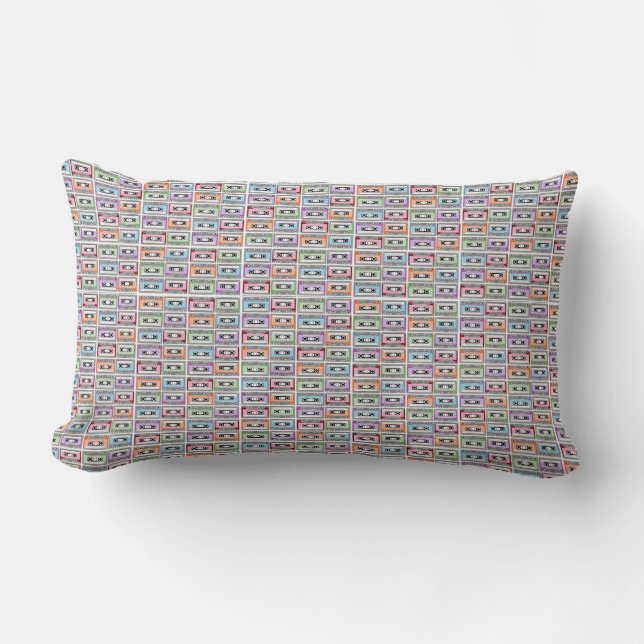 Cojín Lumbar Patrón Pastel retro de cintas (Anverso)