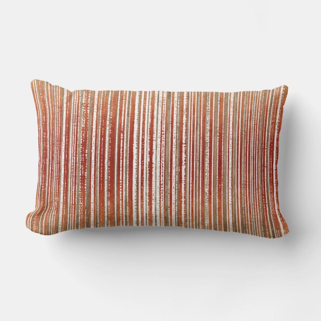 Cojín Lumbar Patrón rayado rojo, beige y blanco (Anverso)