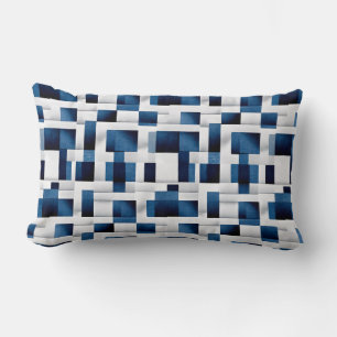 Cojín Lumbar Patrón repetido de cuadrados azules modernos