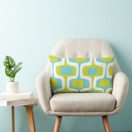 Cojín Lumbar Patrón retro de Aqua Chartreuse MCM de Mediados de