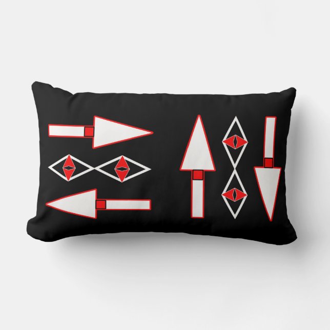 Cojín Lumbar Patrón rojo y negro, inspiración de tendencia (Anverso)