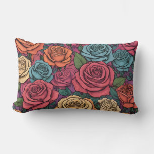 Cojín Lumbar Patrón rosa colorido