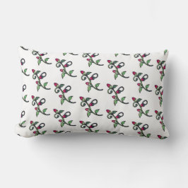Cojín Lumbar Patrón Rosebud País rosa Verde y Blanco
