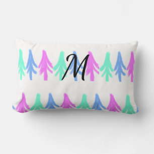 Cojín Lumbar Patrón simple de acuarela añadir monograma T