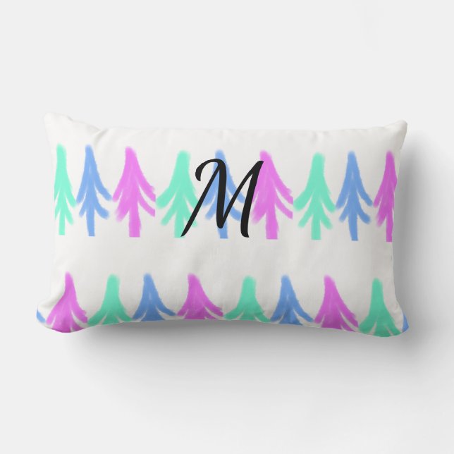 Cojín Lumbar Patrón simple de acuarela añadir monograma T (Anverso)