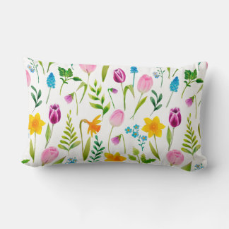 Cojín Lumbar Patrón sin soldadura de flor de tulipanes