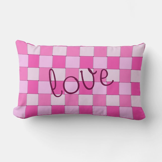 Cojín Lumbar Patrón trenzado rosado con amor (Anverso)