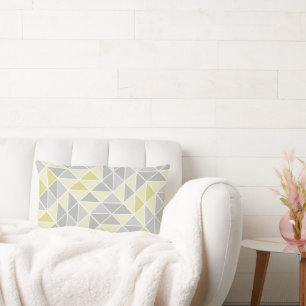 Cojín Lumbar Patrón triangular de resumen amarillo y gris