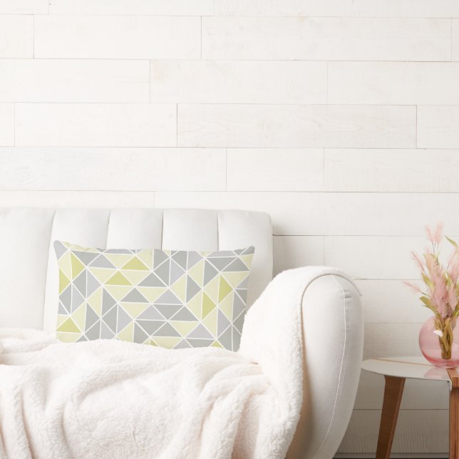 Cojín Lumbar Patrón triangular de resumen amarillo y gris (Sofá)
