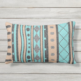 Cojín Lumbar Patrón Tribal De Pambas Y Turquesa