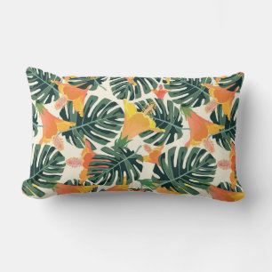 Cojín Lumbar Patrón tropical. Textura textil colorida. exótico