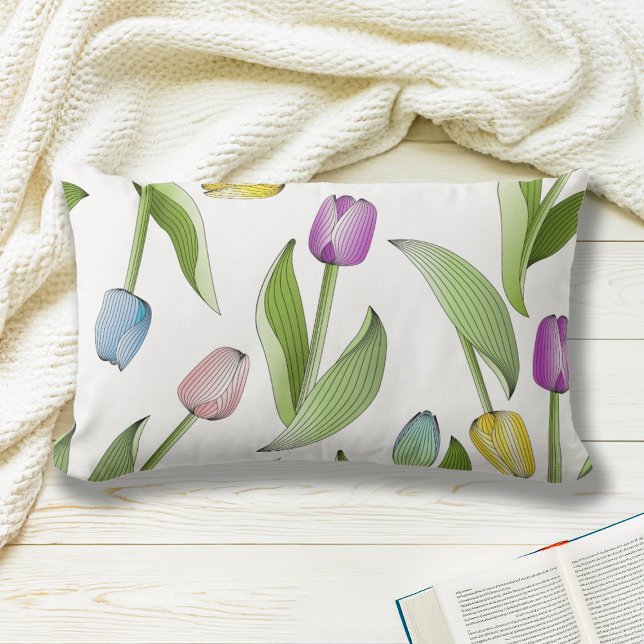 Cojín Lumbar Patrón Tulipán colorido moderno (Subido por el creador)
