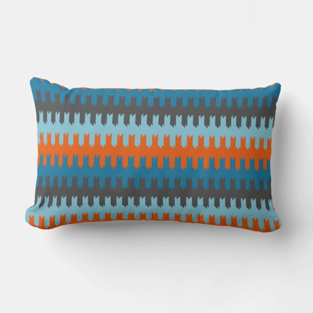 Cojín Lumbar Patrón turquesa, gris y naranja (Anverso)