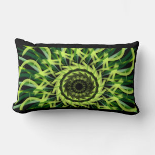 Cojín Lumbar patrón verde vórtice espiral arte digital