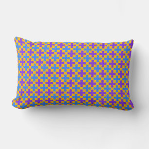 Cojín Lumbar Patrón Vibrante de Fiesta Morado, Azul, Naranja