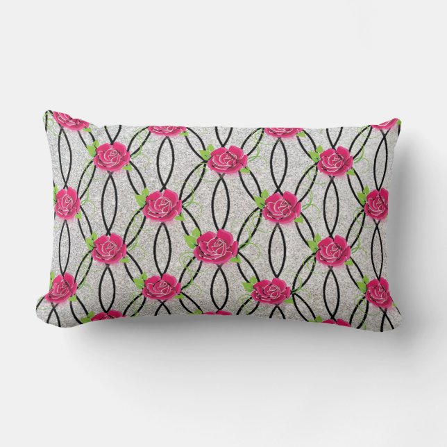 Cojín Lumbar Patrón Zig Zag, flor (Anverso)