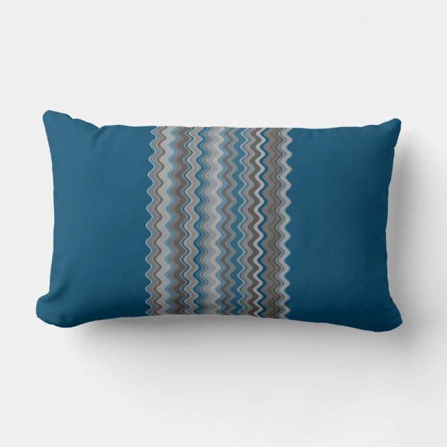 Cojín Lumbar Patrón Zigzag Gris Gris Gris Gris Blue Ocean (Anverso)