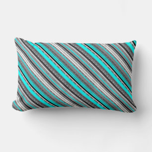 Cojín Lumbar Patrones aztecos de agua gris lisa