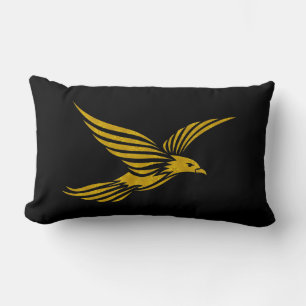 Cojín Lumbar Patrones de águila dorada vintage negro lindo