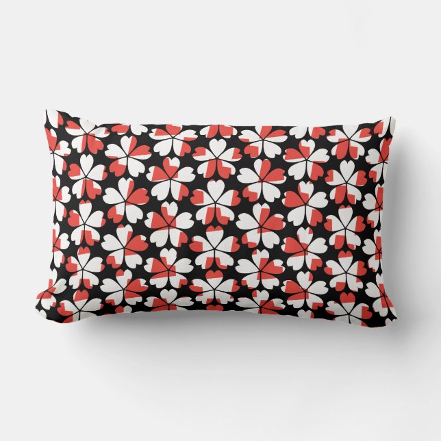 Cojín Lumbar Patrones de flores rojas blancas lindas (Anverso)