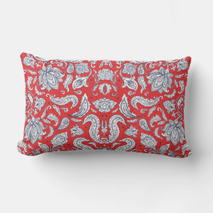 Cojín Lumbar Patrones de flores vintage rojas lindas