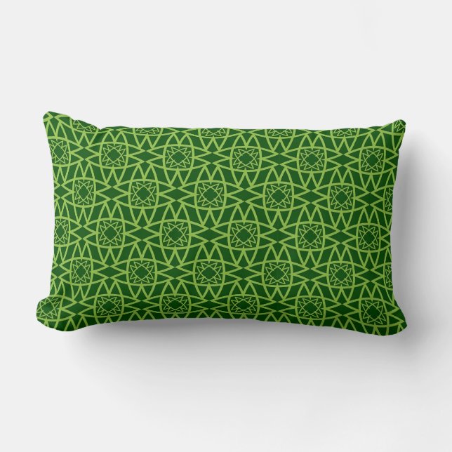 Cojín Lumbar Patrones geométricos verdes elegantes (Anverso)