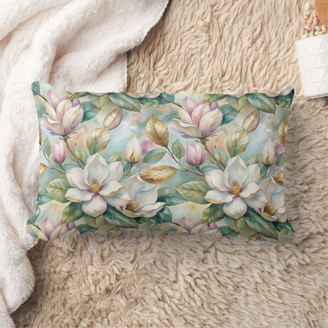Cojín Lumbar Pattern Elegant Magnolia Flowers (Manta)