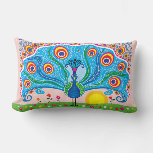 Cojín Lumbar Pavo con Flores