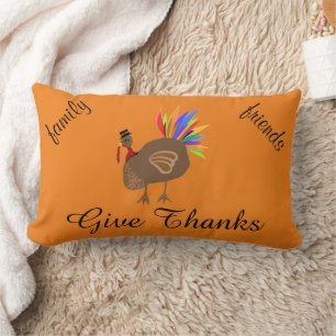 Cojín Lumbar Pavo de Acción de Gracias Hojas de Otoño Reversibl