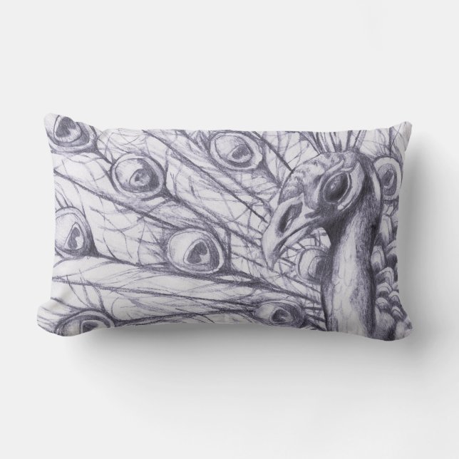 Cojín Lumbar Pavo real hermoso (Anverso)