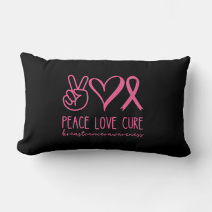 Cojín Lumbar Paz Amor Cure Cinta Rosa Guerrera Cáncer de Mama