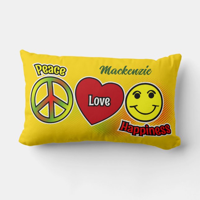 Cojín Lumbar Paz Amor Felicidad (Reverso )