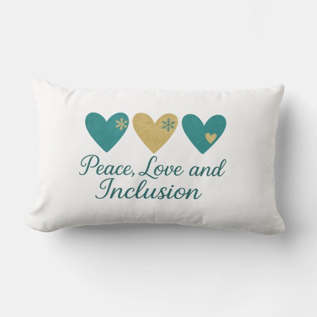 Cojín Lumbar Peace, Love and Inclusion | Inclusive Holiday (Anverso)