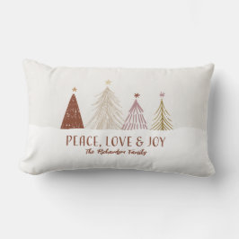 Cojín Lumbar Peace Love & Joy Christmas Trees Holiday Family