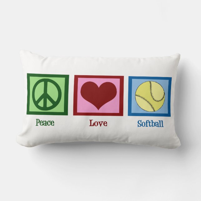 Cojín Lumbar Peace Love Sofball (Anverso)