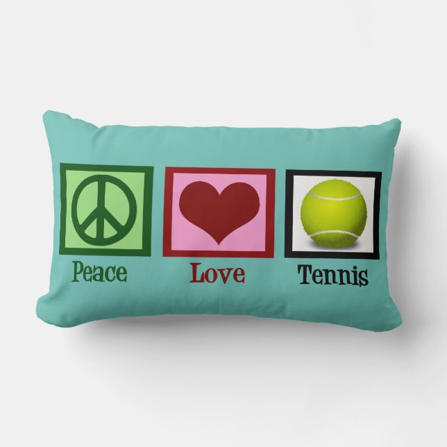 Cojín Lumbar Peace Love Tennis Personalizado Verde azulado (Anverso)