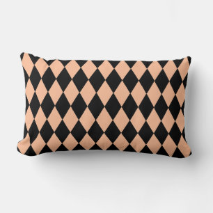 Cojín Lumbar Peach Fuzz y Black Argyle Pattern