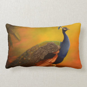 Cojín Lumbar Peafowl indio del pavo real